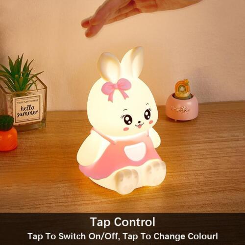 Lampada coniglio in silicone con batteria simpatica bambini luci notturne 5 colori led che cambiano - Foto 3 di 26