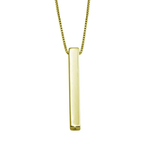 14K YELLOW GOLD OVER 925 STERLING SILVER DROP DOWN BAR NECKLACE PENDANT