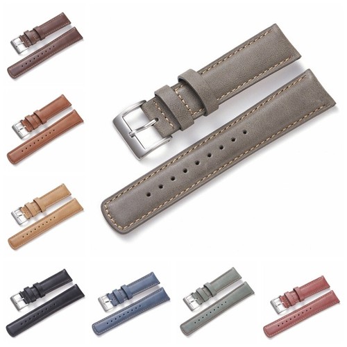 Men Genuine Leather Watch Strap Band with Spring Bars Retro Size 20mm 22mm - Picture 3 of 20