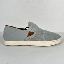 Olukai Pehuea Sneakers Womens Size 7 Gray Textile Slip On Flats Comfort Shoes