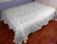 ANTIQUE Pearly ROSE QUILT Queen Size Embroidered Heirloom One Of A Kind Treasure
