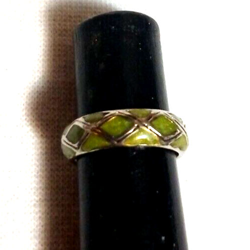 silber smaragd grün emaille ring - Bild 1 von 1
