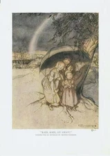 Rain, Rain, Go Away -  Children   -  by Arthur Rackham  -  Vintage Print    