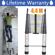 4.4M Telescopic Ladder with hook Step Climb Aluminium Ladders Extendable 100KG