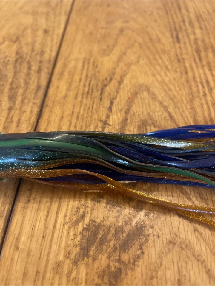 Trenza Plateada Hd Cónico Bronceado Azul Dorado SEÑUELO MARLIN Atún Teaser Muñeca Estilo Ojo 9” Foto 4 de 4