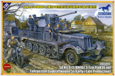 Bronco Models CB35043 1:35 Sd.kfz.6/2 (BN9) 3,7cm Flak36 Half-Track 5t, Early/La