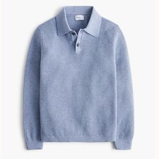 J. Crew Boys Long Sleeve Waffle Stitch Sweater Polo Boys XL 12-14 Blue NWT