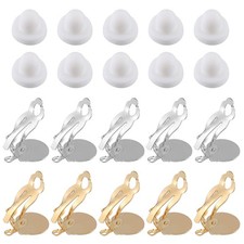 20 Pack Clip-on Earring Converter w/ Silicon Earring Pads White Gold