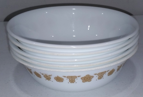 Set 5 zuppiere cereali vintage Corelle by Corning Butterfly oro 6,25" usate in ottime condizioni - Foto 2 di 4
