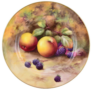 Rare ROYAL WORCESTER Fallen Fruit Display Plate By HH Price - 1926 - Puce Mark