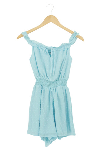 ZARA Tuta da donna Elegante pois blu Increspature Estate Taglia XXS/32 Poliestere