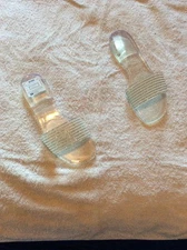 Ladies Top Moda Clear Plastic Flat sandals size 6