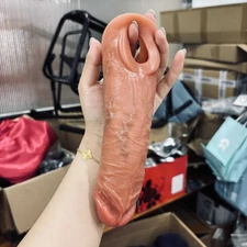 Reusable Thick-Penis-Extender-Sleeve-Extension-Male Girth Enhancer Enlarger 7.8'