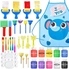 Shuttle Art Washable Finger Paints Set, Kids Paint Set - 37 Pack with 10 Colors 