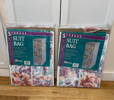 NOS VTG Whitmor Storage Suit Bag Pink/Purple Floral Made in USA grannycore 90s