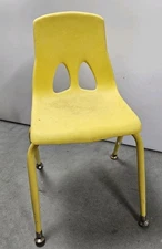 Vintage Yell Resin Plastic Stacking Metal Leg Desk Chair School Chair Child 13in