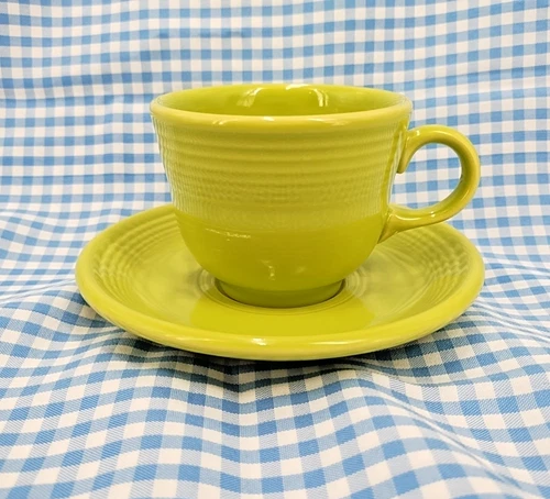 Fiesta Retired Lemongrass Teacup & Saucer Set Fiestaware  Excellent LN Cond