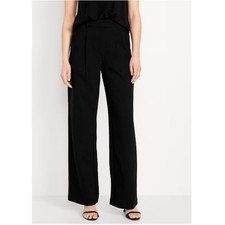 Old Navy Womens Sz Large Extra High Rise Taylor Wide-Leg Trouser Pant Black Jack