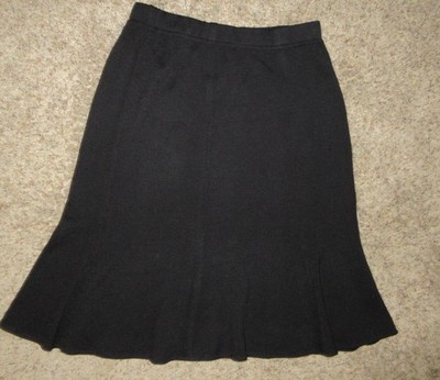 ST JOHN BASICS BLACK SANTANA KNIT SKIRT MADE IN USA SZ 8 PULL ON FLARE