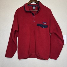 VTG Y2K Patagonia Synchilla Snap-T Men  s Red Pullover Purple Buttons USA EUC