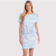 Lilly Pulitzer Carmen Dress Get Nauti Regatta Short-Sleeve Women’s Medium Blue