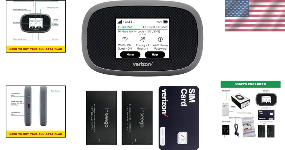4G LTE Mobile Hotspot with Free VPN and Long Battery Life - Jetpack MiFi Bundle - Image 2 of 4