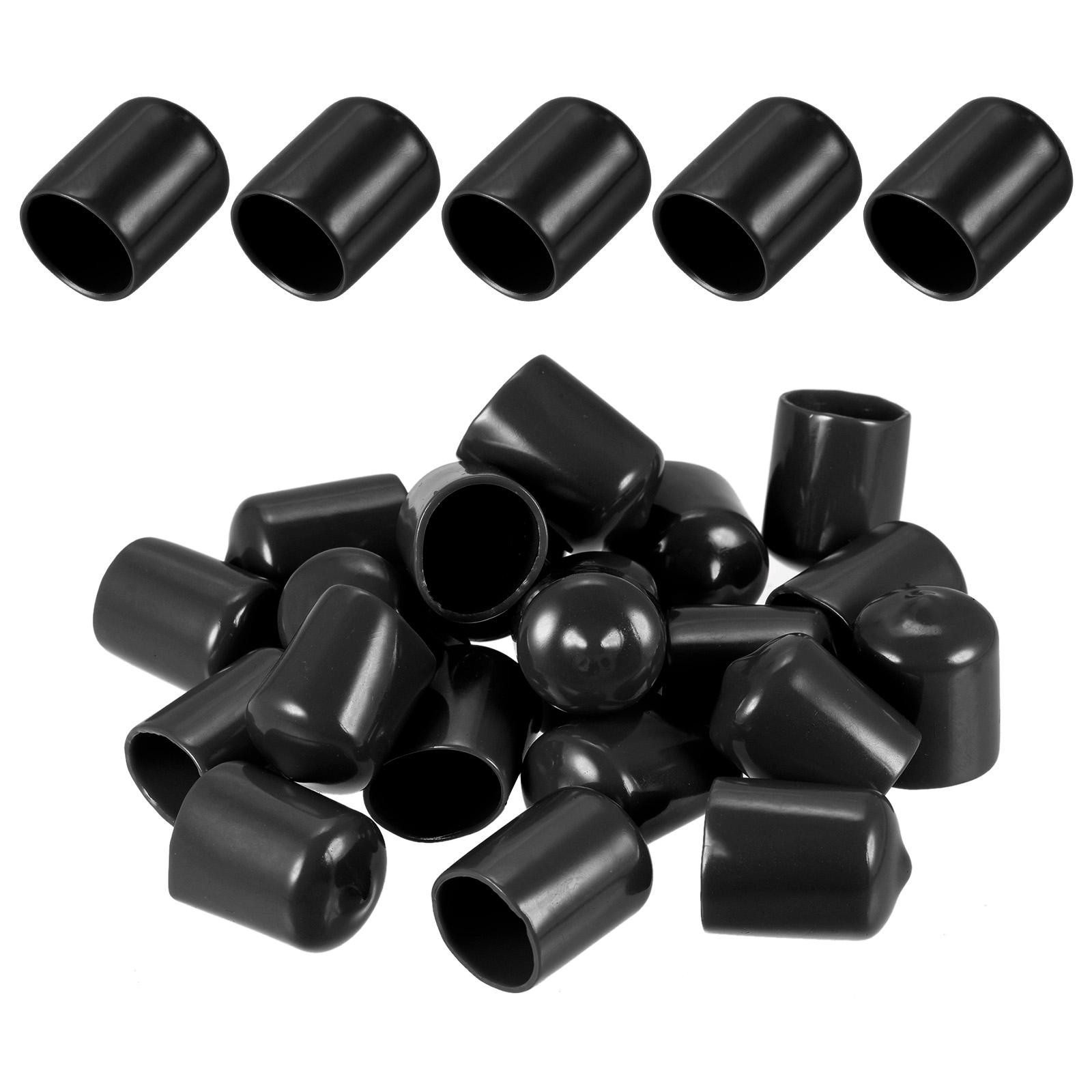 50Pack 17mm Black Rubber Screw Thread End Caps for Bolts