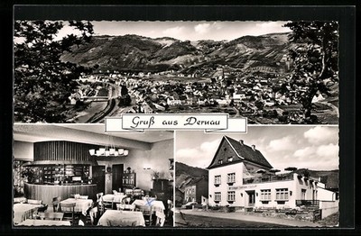 Postcard Dernau/Ahr, town view and wine house Bertram-Hansen 