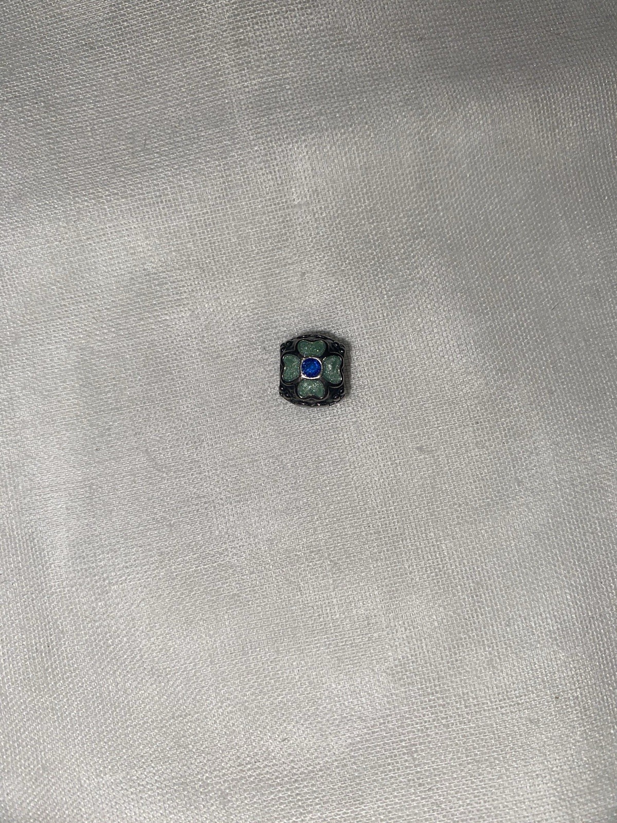 Pandora Sterling Silver Blue Green Enamel Daisy Flower Charm Bead