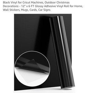 Javiga 12”x6’  Roll - Glossy Black Vinyl For Cricut Machines