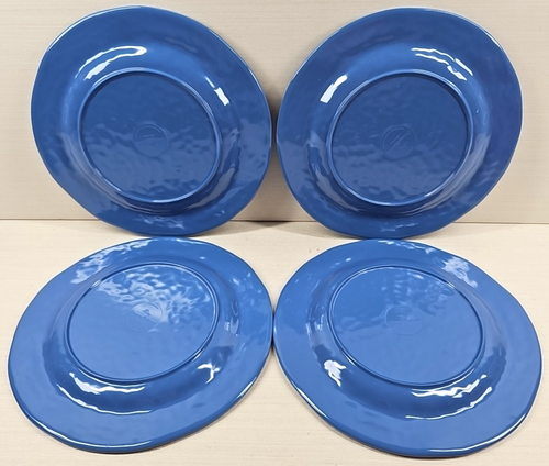 4 Tommy Bahama Rustic Blue Melamine Salad Plates Set Crackled Plastic Dishes Lot - Picture 6 of 24