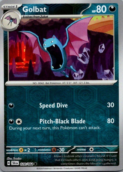 Golbat 028/064 Common Shrouded Fable Pokemon Reverse Holo Near Mint