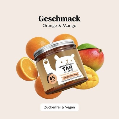 Golden Goddess TAN  Gummies m.Lutein, Astaxanthin, Vitamin C, Bears Benefits 