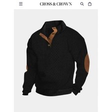 NWT Mens Black Quarter Button Pullover Sweate...