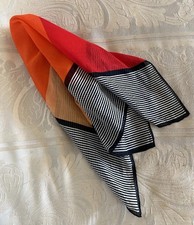 Daniel la Foret Scarf Color Block Cotton 21  Square Black Red Orange Lightweight
