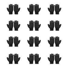 12 Pairs Black Fingerless Gloves for Women  Men   Stretchy Breathable with L...