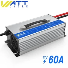 14.6V 60A LiFePO4 Battery Smart Charger Aluminum For 12V Lithium Battery Solar