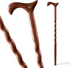 Brazos Handcrafted Wood Walking Cane, Twisted Oak,Derby Style Handle,Men Women