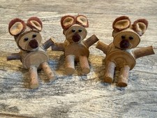 Handmade rustic wood slice bear 3 pc Teddy Be...