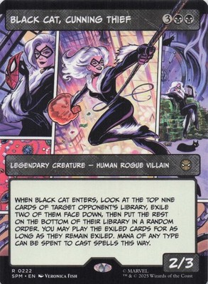 Black Cat, Cunning Thief (Borderless) Spiderman Rare Regular #222 NM MTG