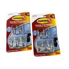 2x NEW Command Small Clear Wire Hooks Removable 5Pack Clear