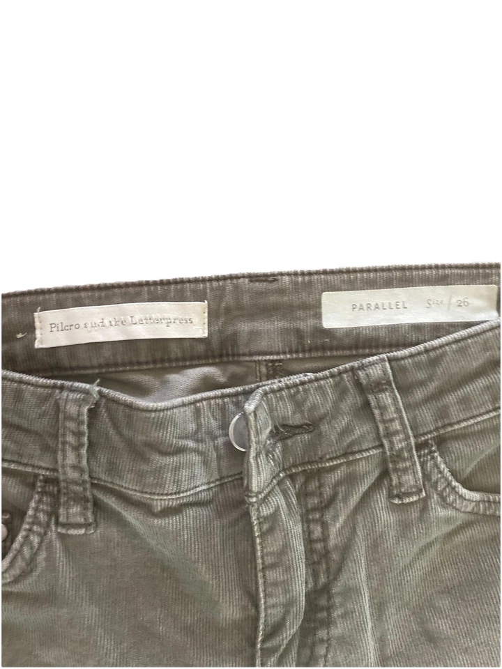 Anthropologie PILCRO, Calça Feminina de Veludo Cinza Paralela Algemada, Tamanho 26. - Imagem 3 de 4