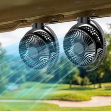 2-Pack Magnetic Golf Cart Fan with Heavy-Duty Strap, 12000mAH Battery Operated