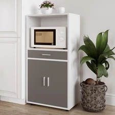 Microwave Stand with Drawer - Rolling Storage Cabinet with Doors and Locking ...