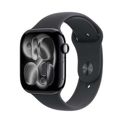 Apple Watch Series 11 42mm Black Aluminum Case Black Silicone Band