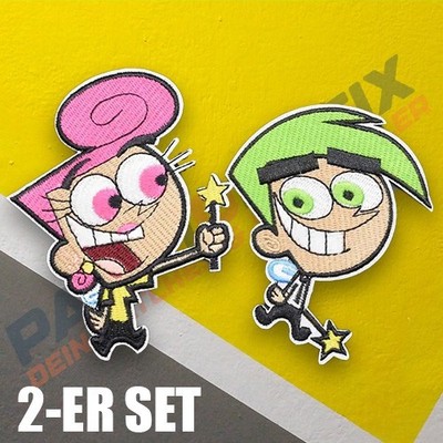 COSMO & WANDA Set | Cartoon Nickelodeon Elfen | Aufnäher Patch zum Aufbügeln