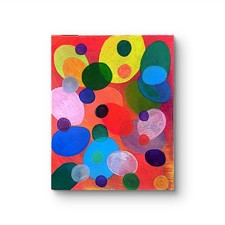 Mid Century Modern Abstract Acrylic Painting Colorful Art Original 11x14