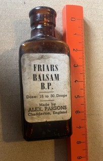Bálsamo vintage Brown Friars botella de 1/2 oz. Chadderton Alex Parsons