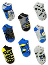 BATMAN The CAPED CRUSADER 8-Pack Low Cut No Show Socks NWT Kids Ages 4-8 or 8-16