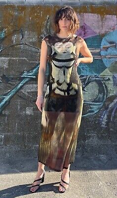 RARE 1997 VIVIENNE TAM SHEER MESH ALLOVER PRINT MAXI KUAN RARE 1997 VIVIENNE TAM SHEER MESH ALLOVER PRINT MAXI KUAN